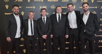 Predstavnici NK Varaždina: Toni Dalić, Nikola Šafarić, Dimitar Mitrovski, Dražen Vitez, Oliver Zelenika i Frane Maglica