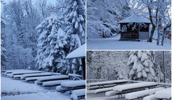 FOTO Prvo pravo zahlađenje vrh Ivančice prekrilo snježnim pokrivačem