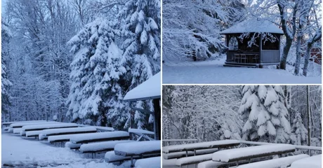 FOTO Prvo pravo zahlađenje vrh Ivančice prekrilo snježnim pokrivačem