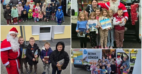 FOTO Božićni bibliobus i Djed Mraz donose osmijehe i knjige mališanima!