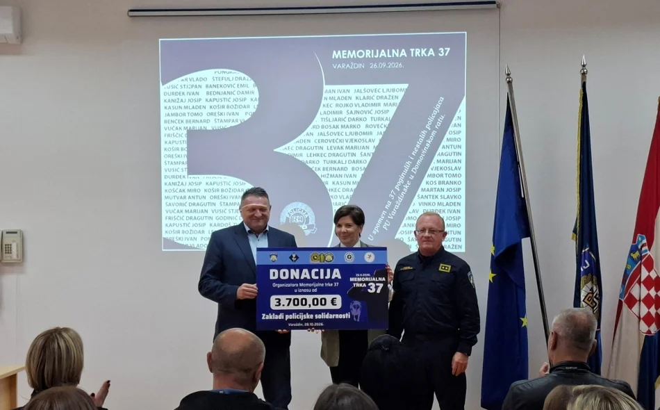 AUDIO Vrijedna donacija humanitarne &bdquo;Memorijalne utrke 37&ldquo; predana Zakladi policijske solidarnosti